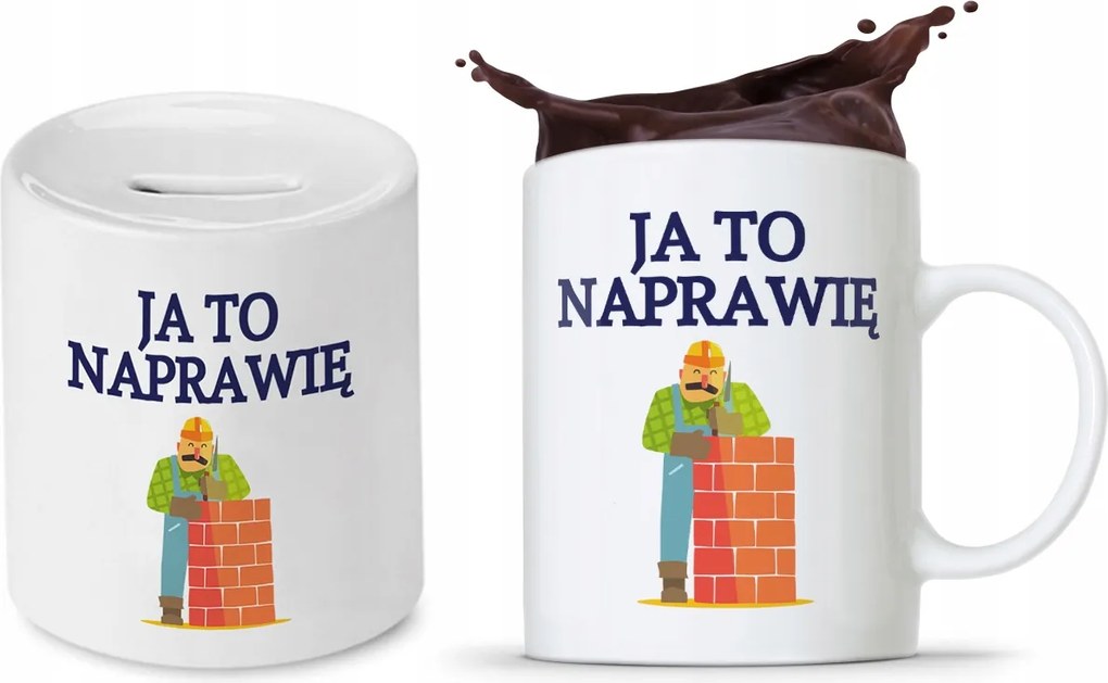 Építőkészlet Szakember Bögre Persely nyomott mintával, fényképpel