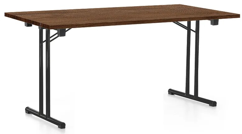 Összecsukható asztal 160 x 80 cm, fekete lábak, silverjack tölgy