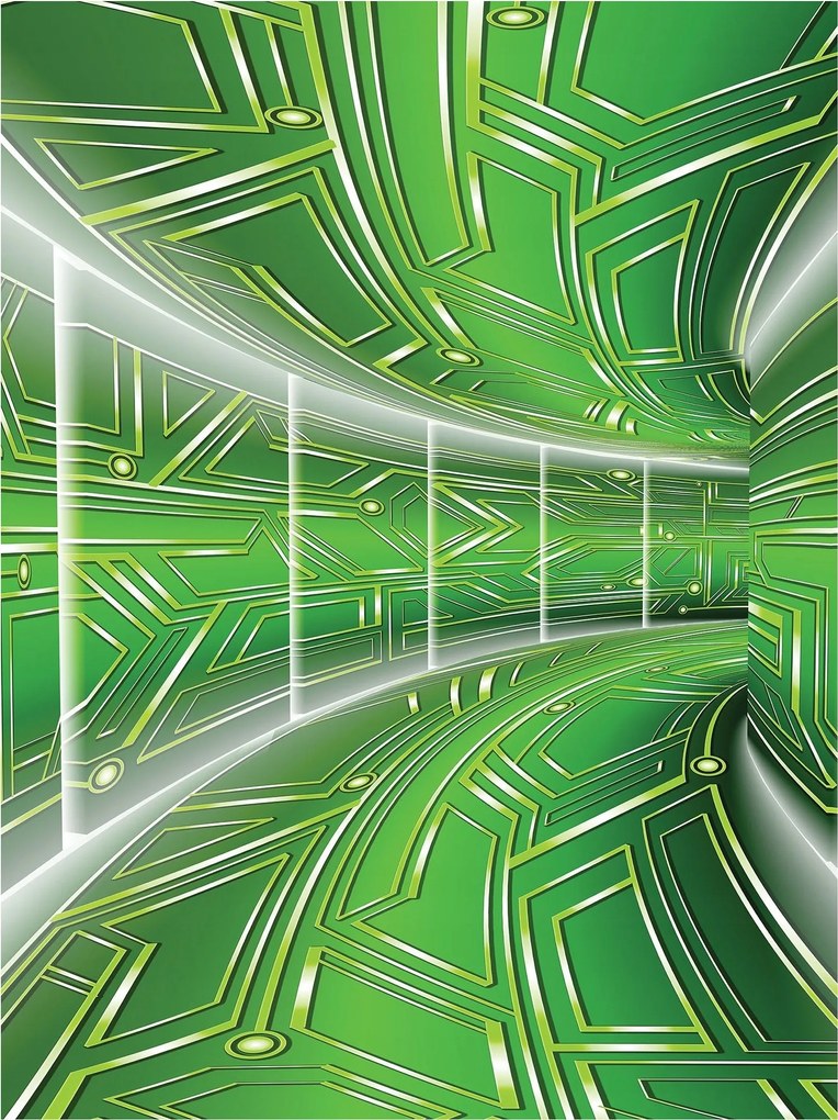 Fotótapéta Zöld alagút Futurizmus Absztrakt Perspektíva 206x275 +ragasztó