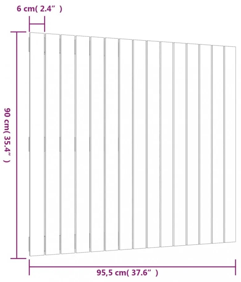 fekete tömör fenyőfa fali fejtámla 95,5 x 3 x 90 cm