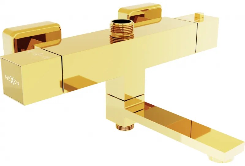 Mexen CUBE termosztatikus kád/zuhanycsaptelep, arany, 77910-50