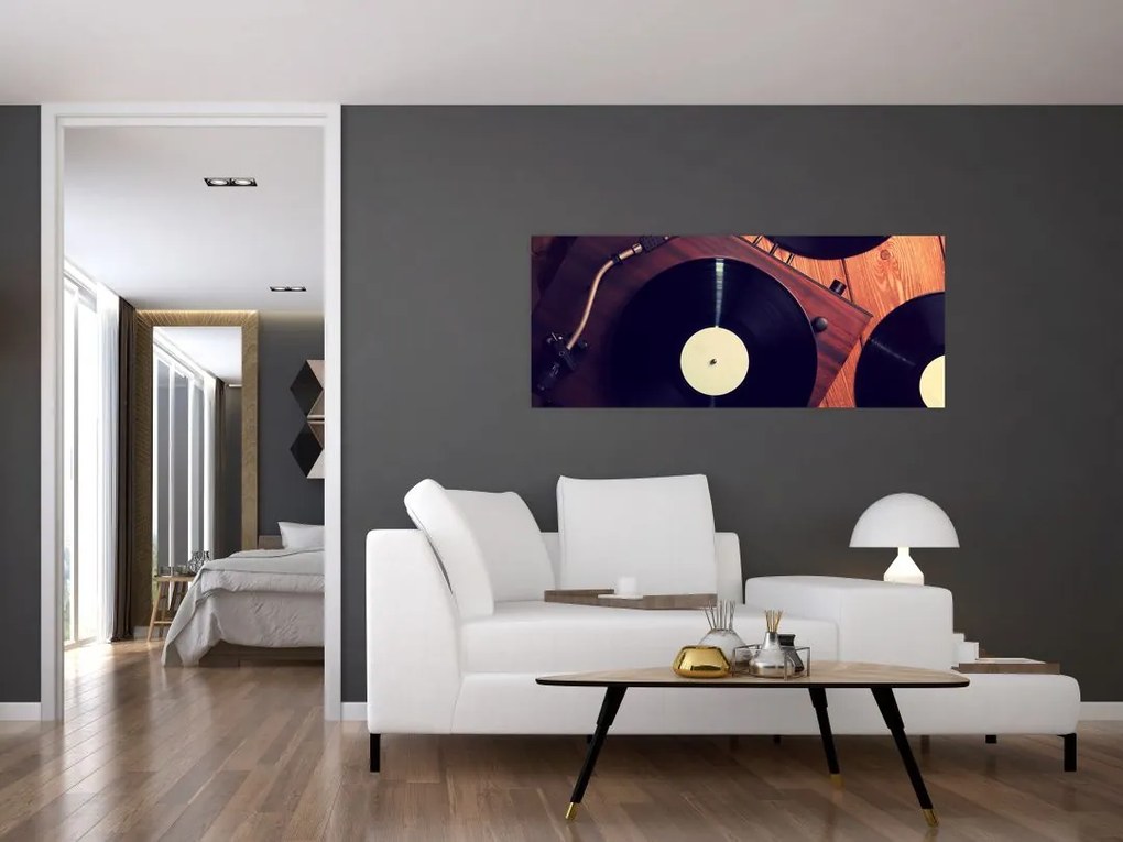 Gramofon lemezek képe (120x50 cm)