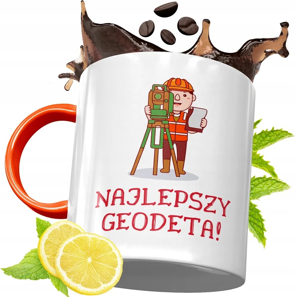 Narancssárga Bögre Földmérőnek Ajándék fényképes nyomtatással