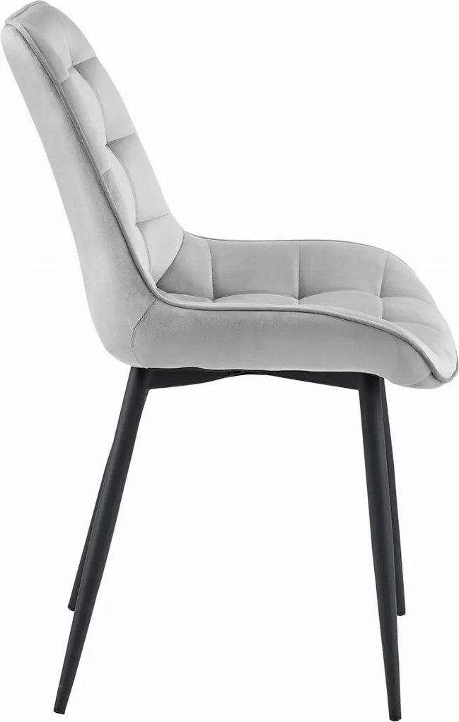 BERA világosszürke bársony szék fekete lábakkal