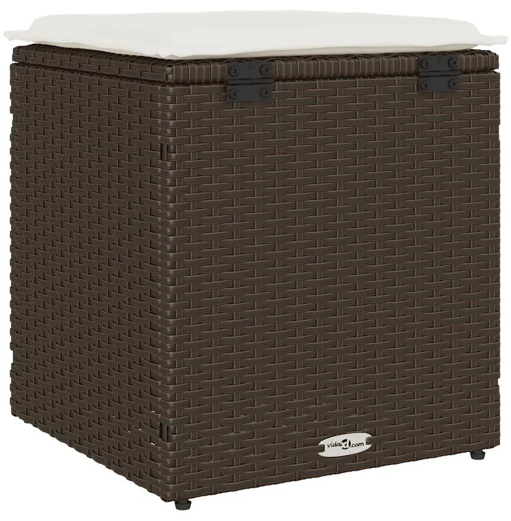 2 db barna polyrattan kerti szék párnával 40x40x43 cm