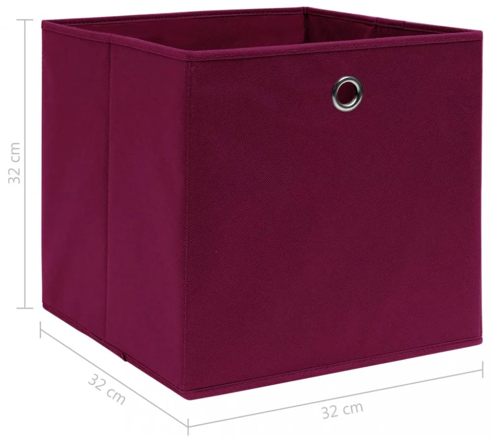 10 db sötétpiros szövet tárolódoboz 32 x 32 x 32 cm