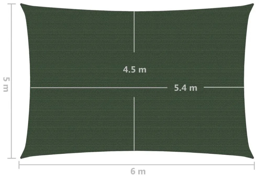 sötétzöld HDPE napvitorla 160 g/m² 5 x 6 m