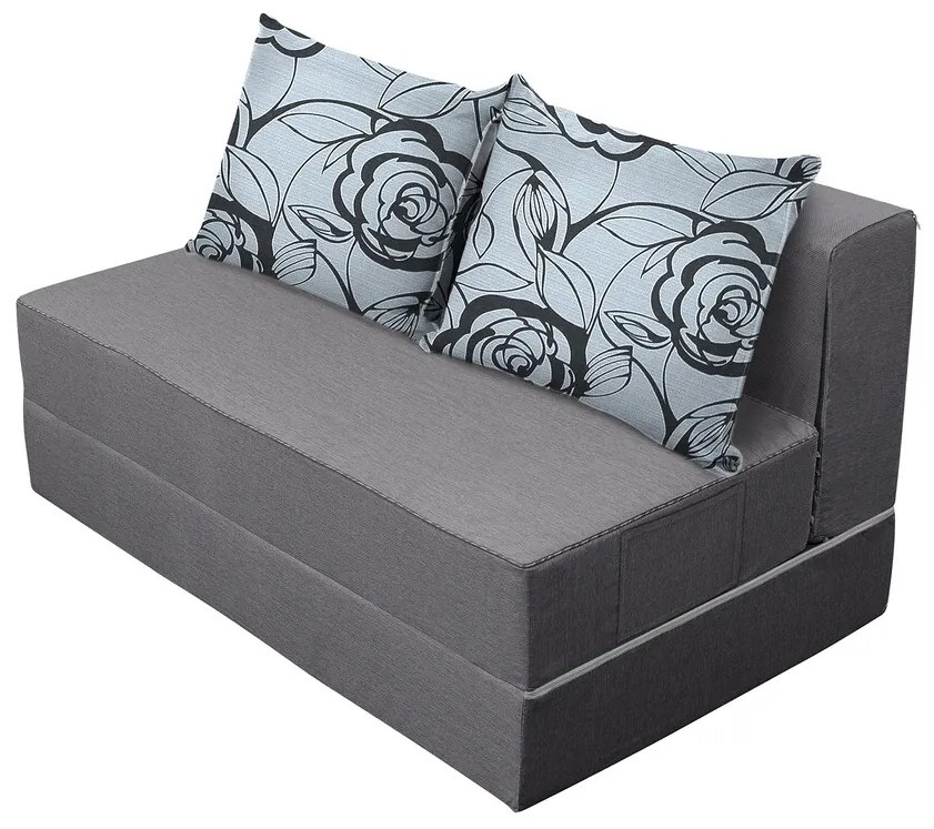 Urban Living Kihúzhatós kanapé Bedora 136x80x40 cm Szürke / szürke virág