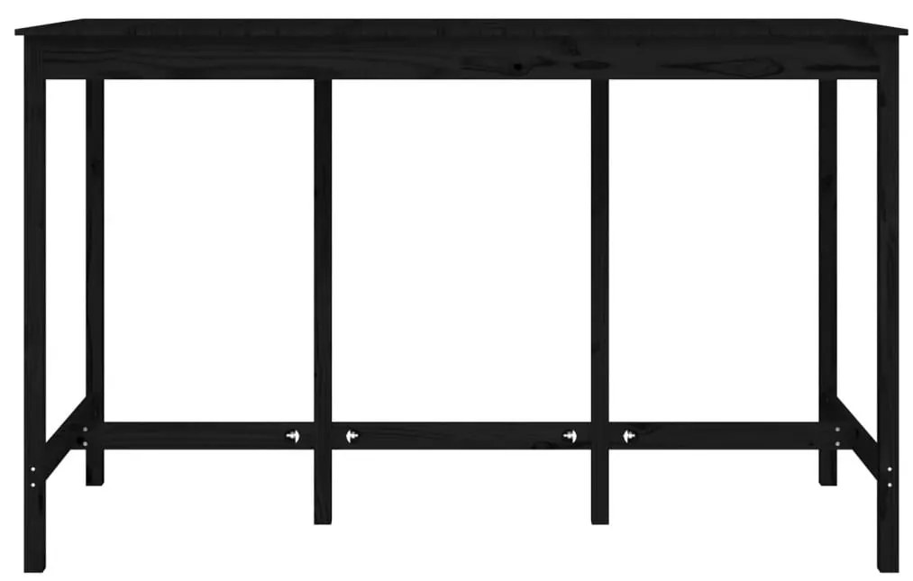 Fekete tömör fenyőfa bárasztal 180 x 80 x 110 cm