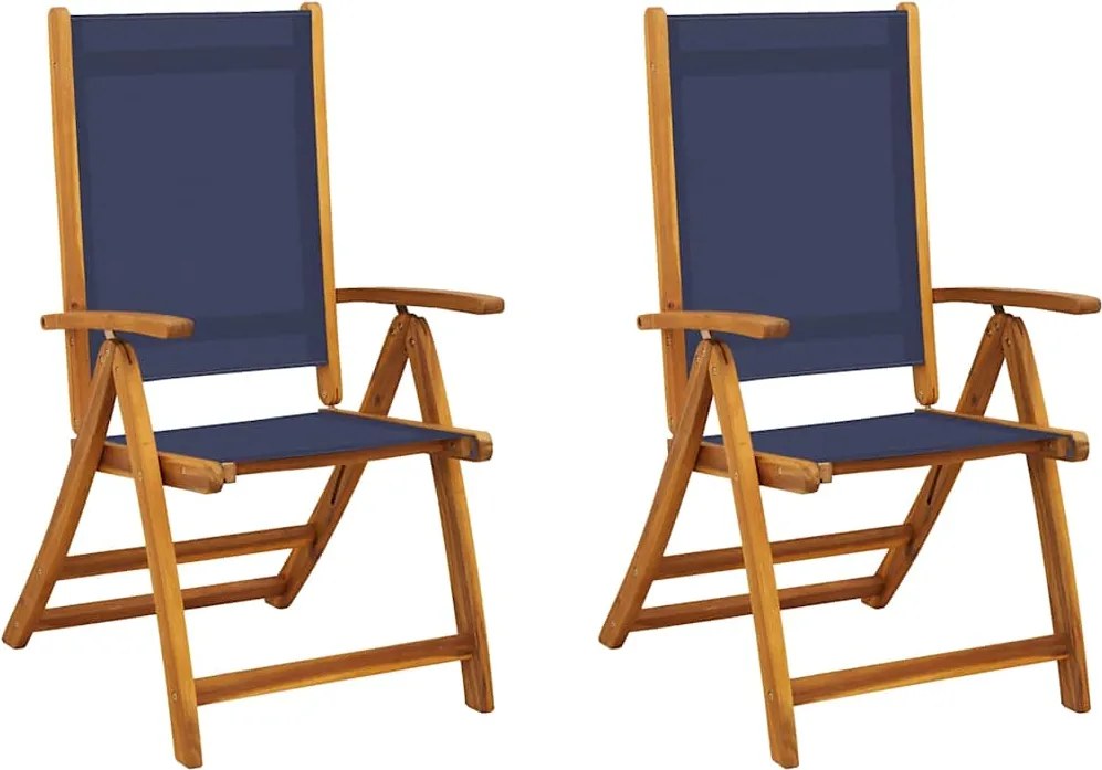 vidaXL 2 db tömör akácfa és textilén összecsukható kerti szék