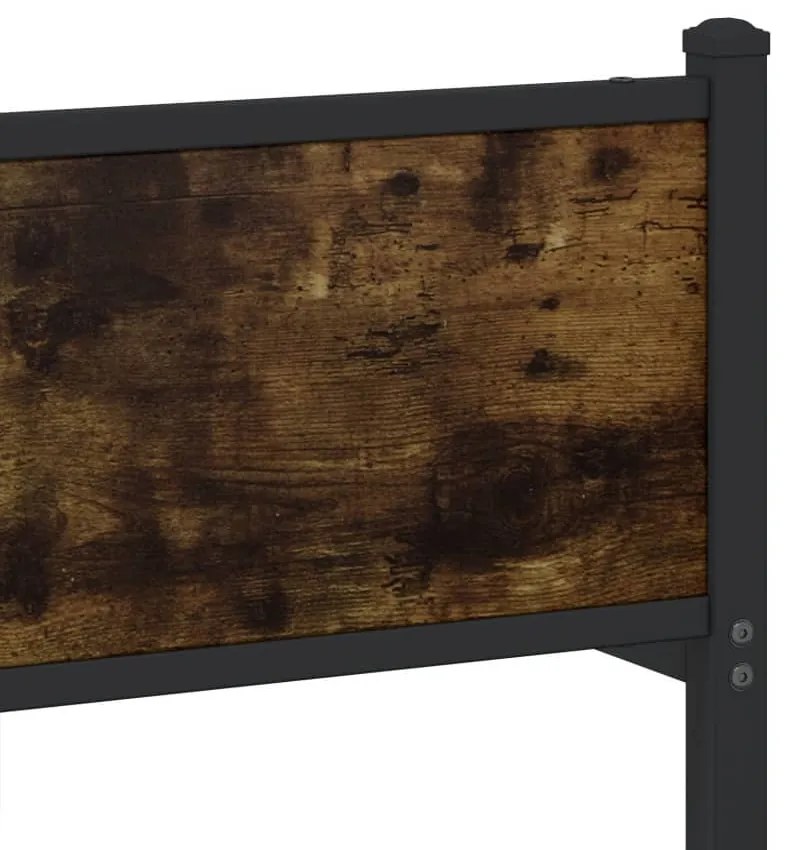 füstös tölgy színű fém ágykeret matrac nélkül 137 x 190 cm