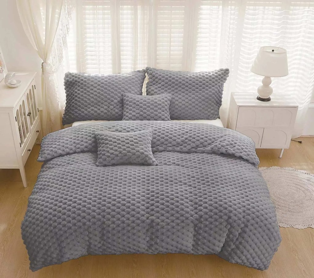 3 részes mikroplüss lapok 200x140cm+90x70cm Exklusive Sweet sötétszürke TiaHome