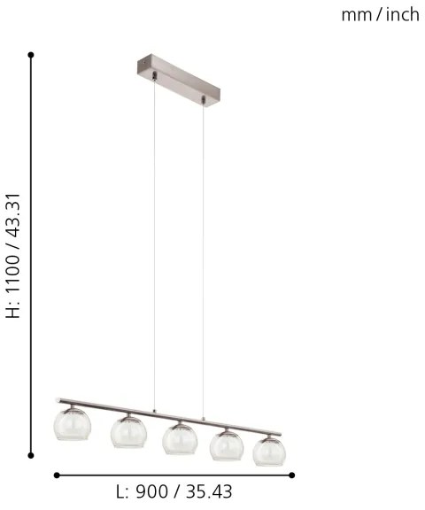 Eglo 94319 - LED Mennyezeti függesztékes lámpa ASCOLESE 5xLED/3,3W/230V