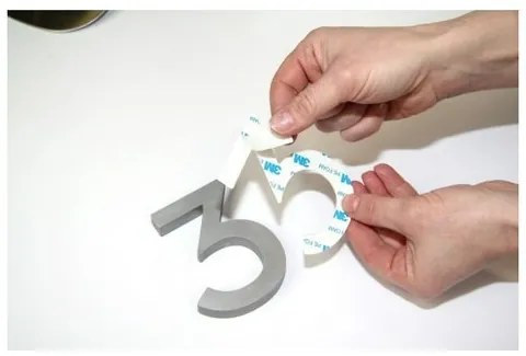 Alumínium "2" házszám, 3D, köszörült felület