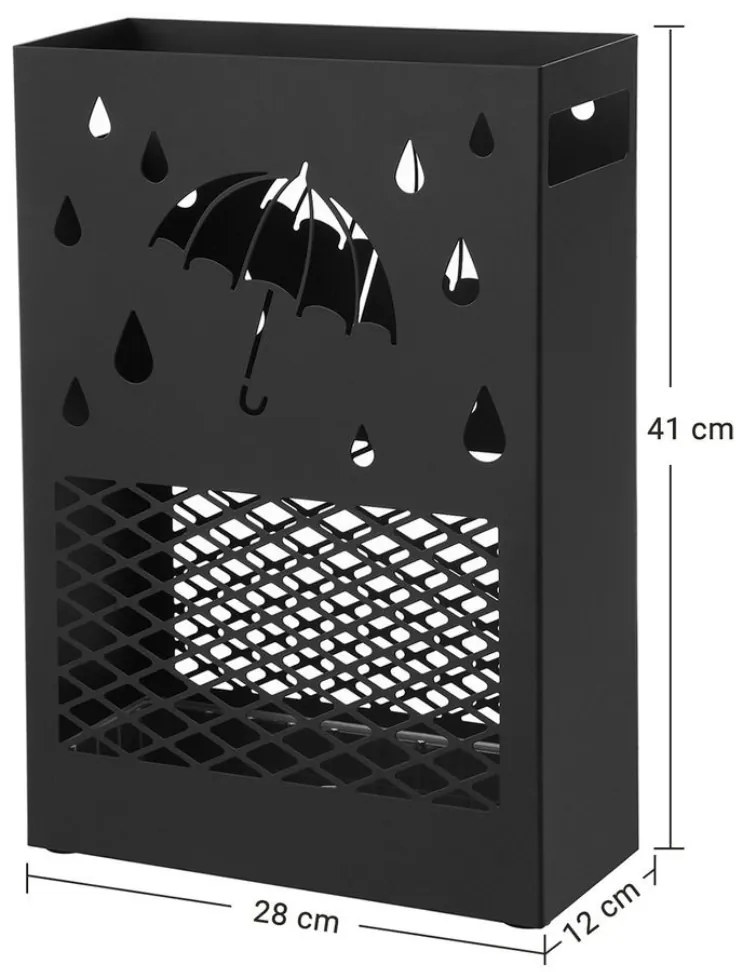 SongmicsHome RAIN fém esernyőtartó, 28x12x41cm, fekete