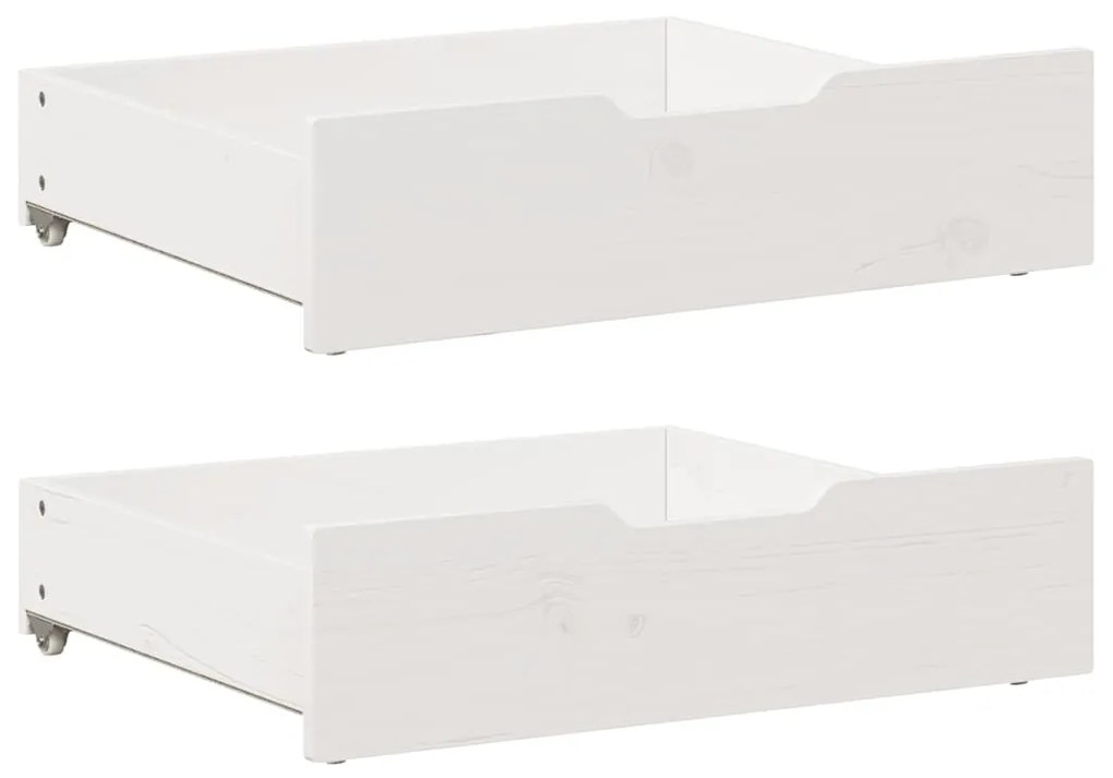 2 db fehér tömör fenyőfa ágy alatti fiók 75 x 55 x 16 cm