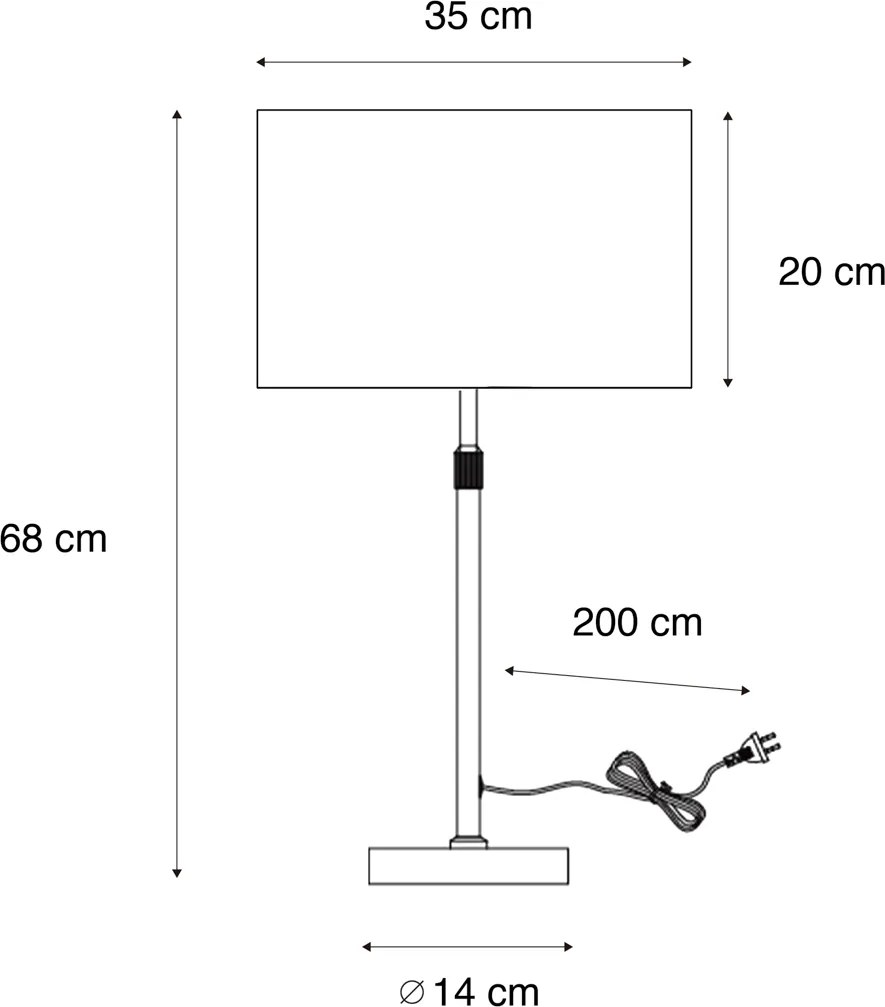 Asztali lámpa bronz színű, taupe bársony lámpabúrával, 35 cm - Parte