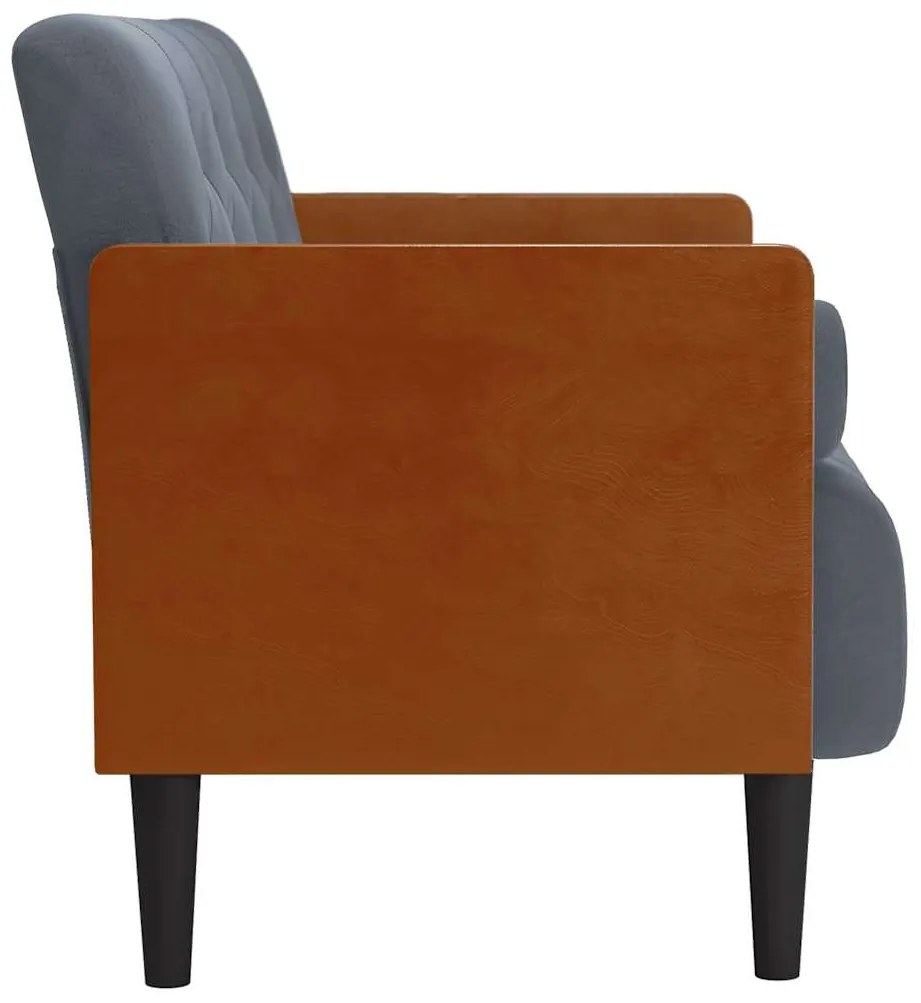 sötétszürke bársony loveseat kanapé párnákkal 110 cm