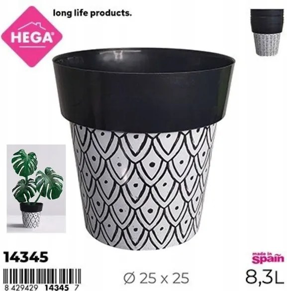 Virágtartó kerek fekete 25cm,1db