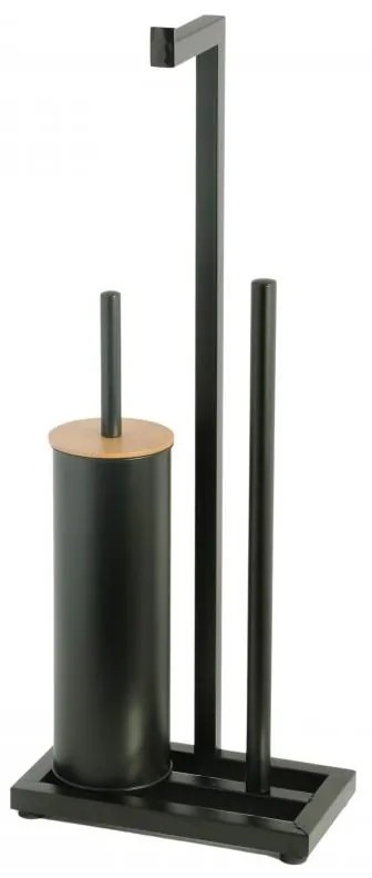 Erga Pap, WC-papír tartó WC kefével és adagolóval, fekete-barna, ERG-YKA-P.PAP-WC-BLK