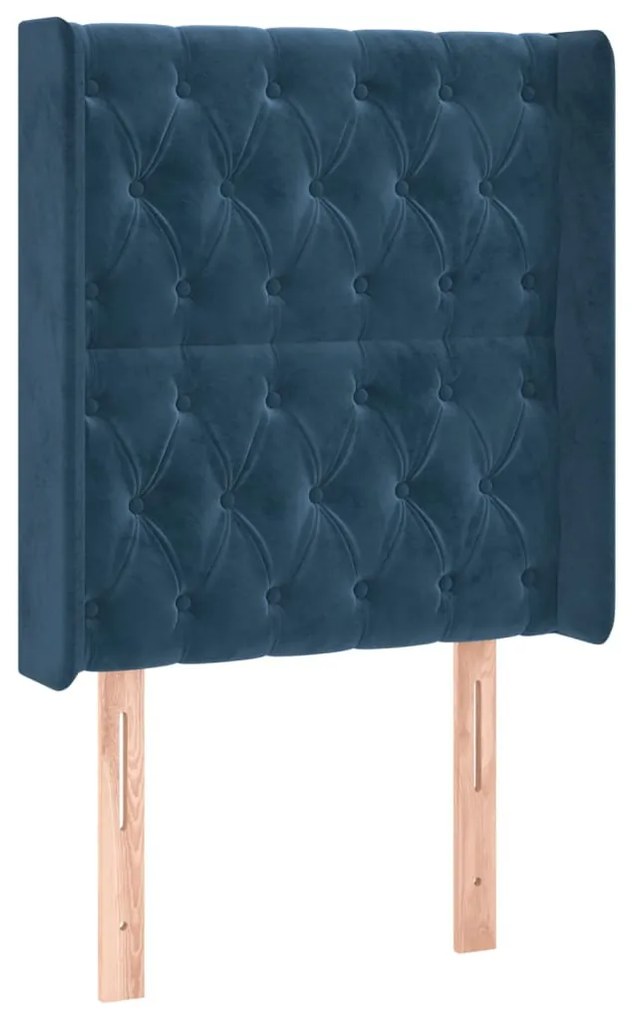 sötétkék bársony LED-es fejtámla 83x16x118/128 cm