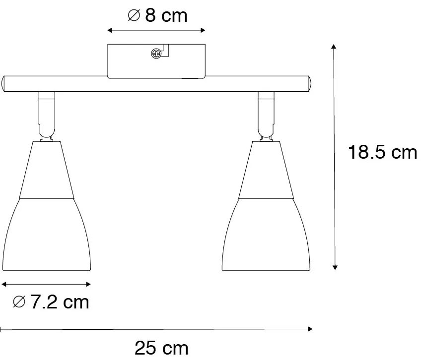 Klasszikus mennyezeti spotlámpa arany, matt üveggel, 2-lámpás - Madi