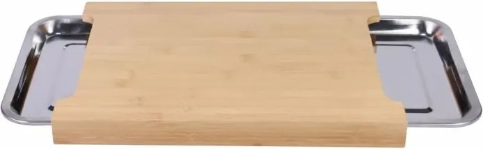 Bambusz vágódeszka alumínium csepptálca 40 x 29 x 3,5 cm