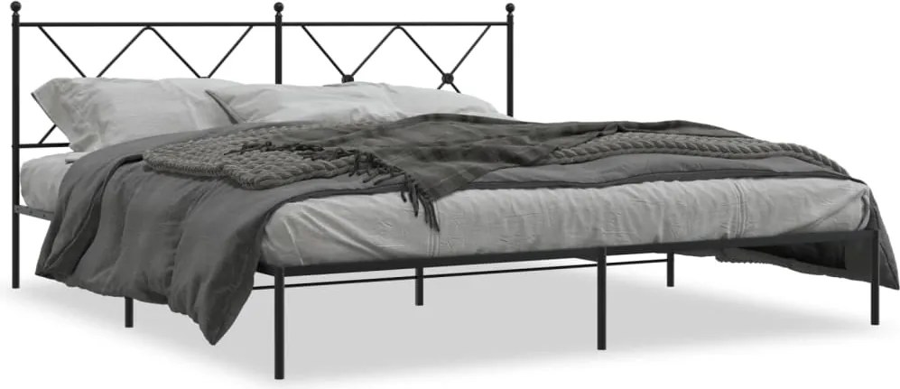 vidaXL fekete fém ágykeret fejtámlával 183 x 213 cm