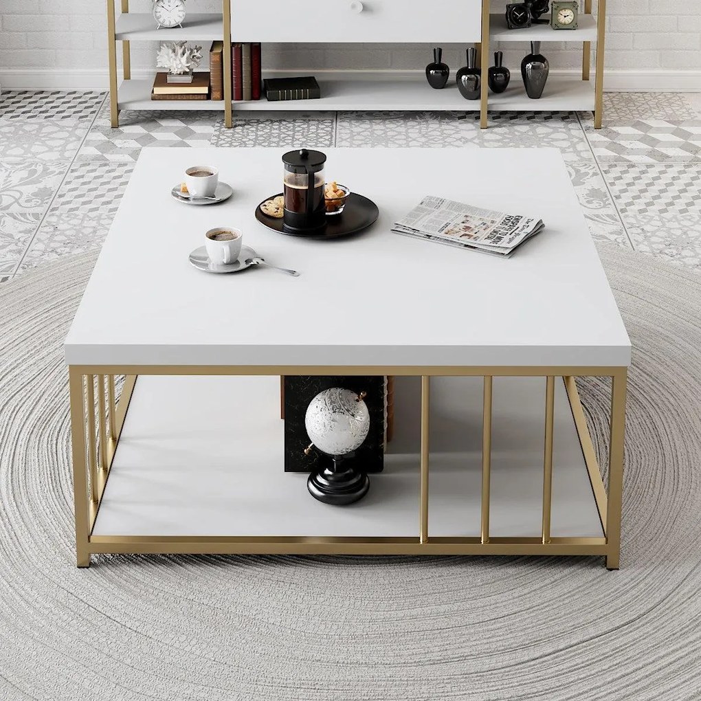 Dohányzóasztal zenn - white, gold