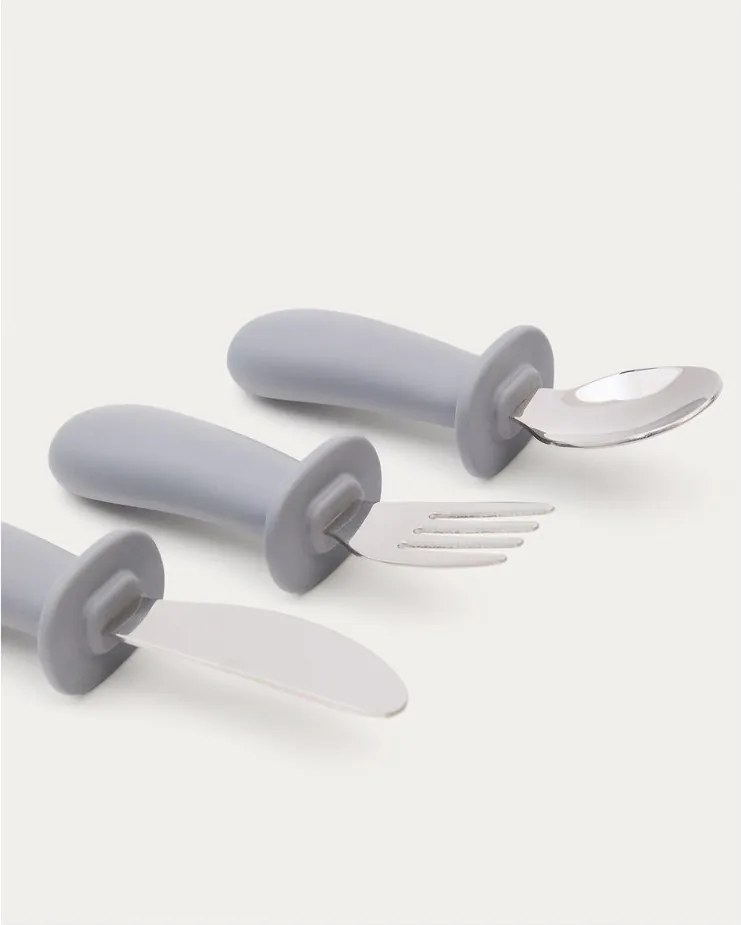 Kék műanyag-szilikon gyerek evőeszköz 3 db-os Lili – Kave Home