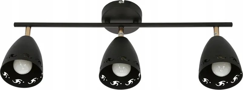 Mennyezeti lámpa hármas fekete arany spotlámpa díszléc 70 cm Candellux