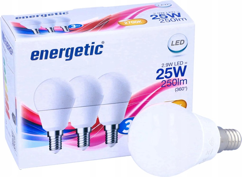 Energetic Led izzó E14 2,9W=25W 3 db