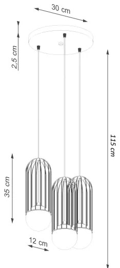 Sollux SL.1335 - Csillár zsinóron BRINA 3xG9/8W/230V fehér