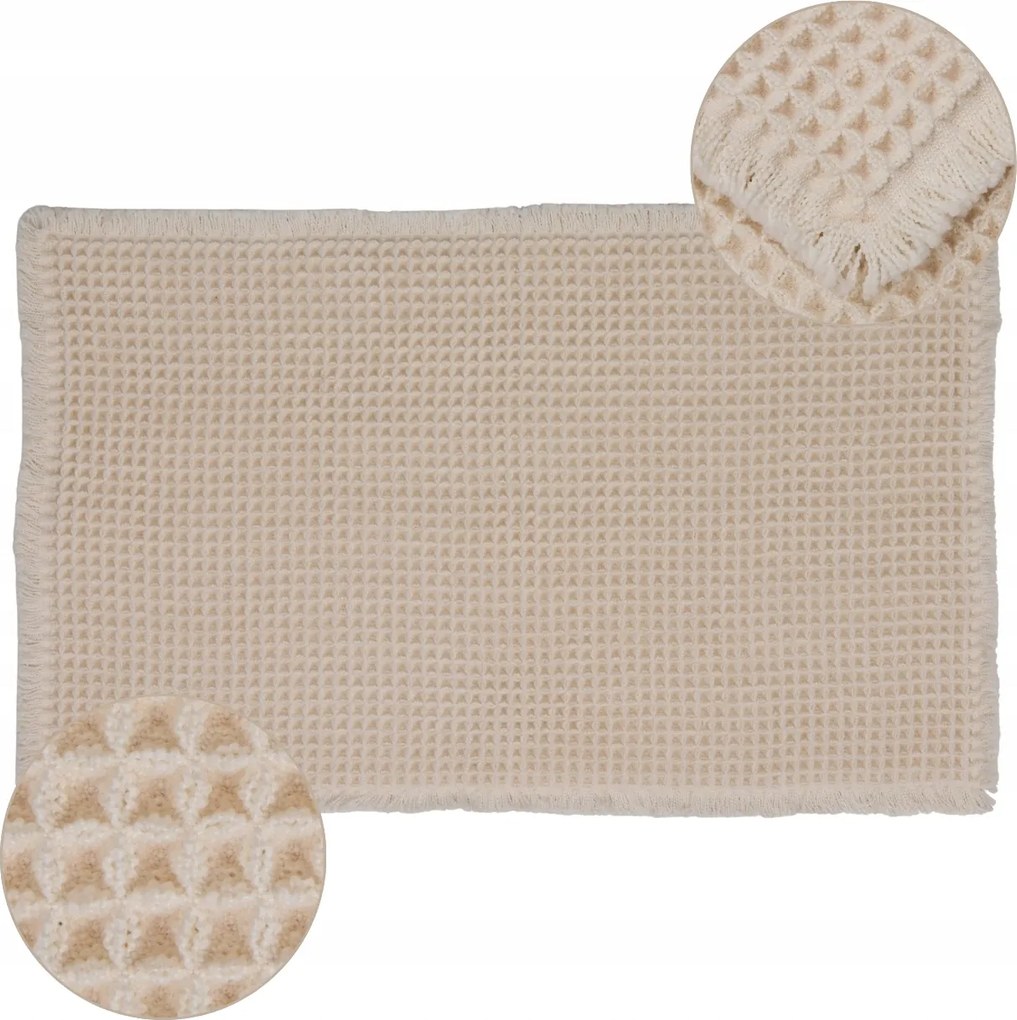 Fürdőszobaszőnyeg 50x80 cm Bézs nedvszívó puha szőnyeg fürdőszoba szőnyeg