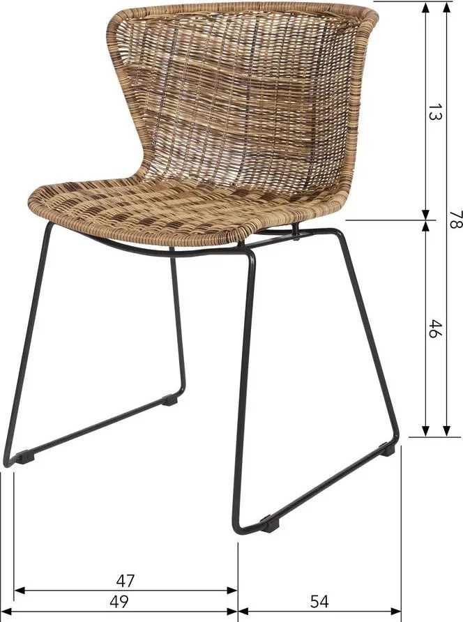 Fekete műrattan kerti szék szett 2 db-os Wings – WOOOD