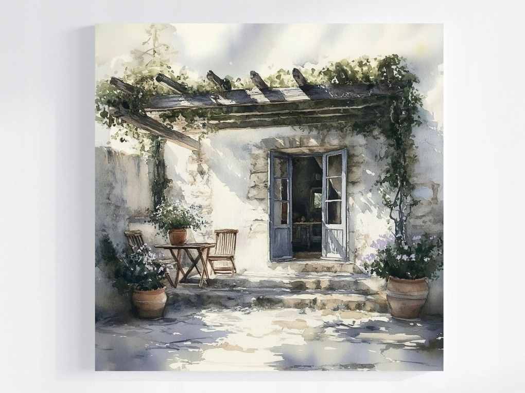 Vászonkép Canvas Tájkép Mediterrán Ház Terasz Kert 40x40