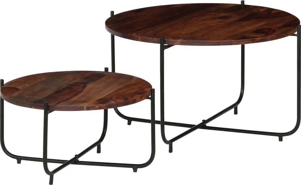 vidaXL 2 db tömör akácfából dohányzóasztal 60 x 35 cm