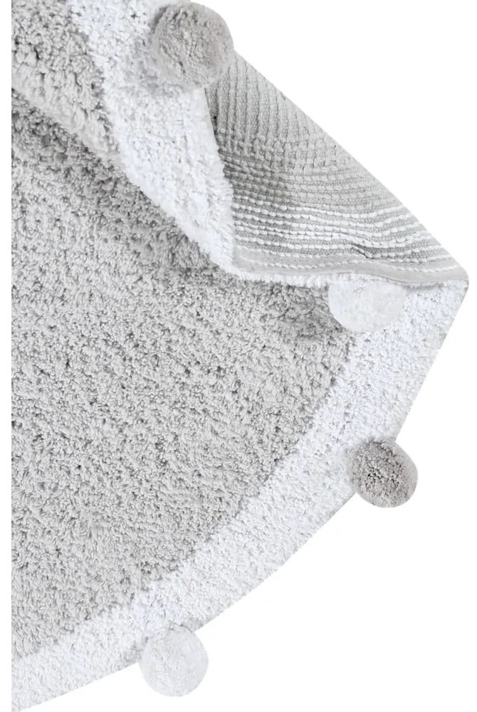 Világosszürke mosható kézi szövésű pamut gyerek szőnyeg ø120 cm Bubbly – Lorena Canals