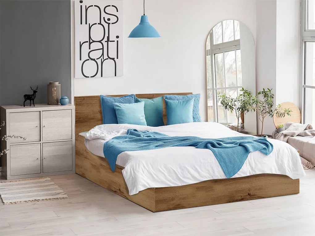 SOFIA ágy 160 x 200 cm, artisan tölgy Ágyrács: Léces ágyrács, Matrac: Matrace Sommera 18 cm