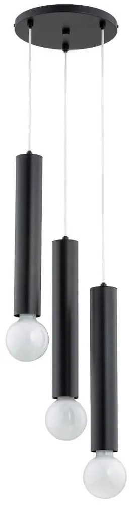 Csillár zsinóron TWISTER 3xE27/60W/230V á. 28 cm fekete