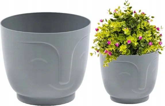 Fedő Szürke Atena 14,3X16,5CM Stílusos Műanyag Virágcserép