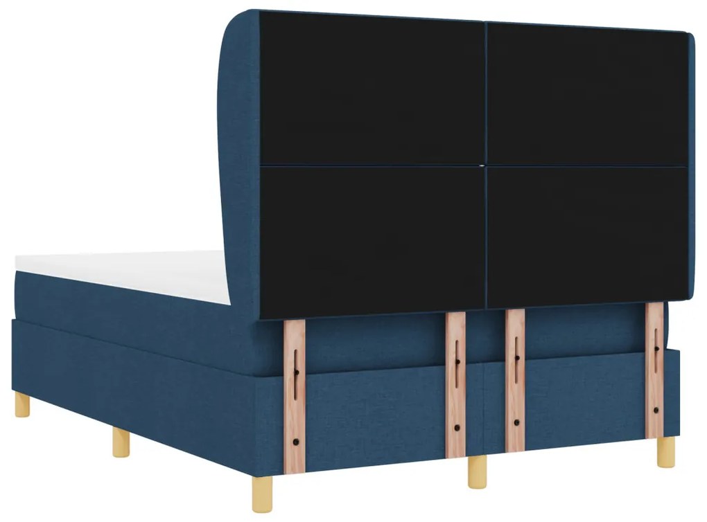Boxspring Ágy Mattal - Kék - 140x200 cm - Szövet