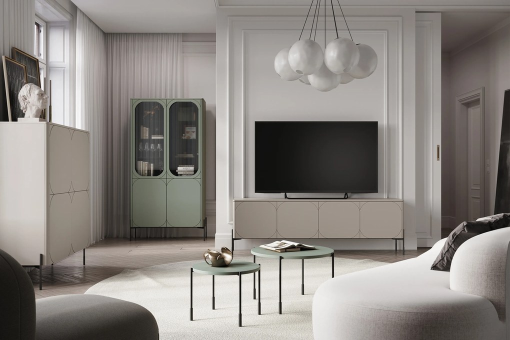 Sonatia magas komód 120 cm kétajtós, két rejtett fiókkal - kasmír