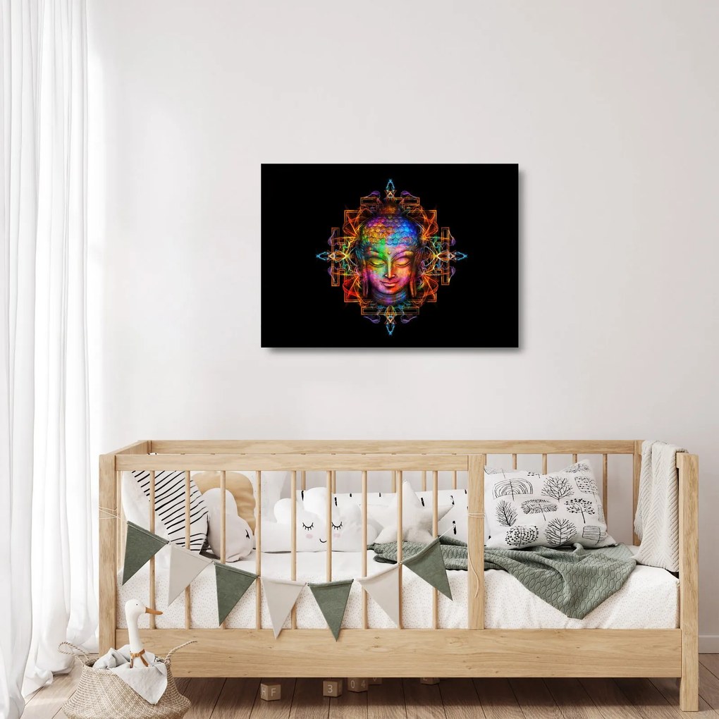 Kép - Buddha mellszobra neon színekben (üvegen) (70x50 cm)