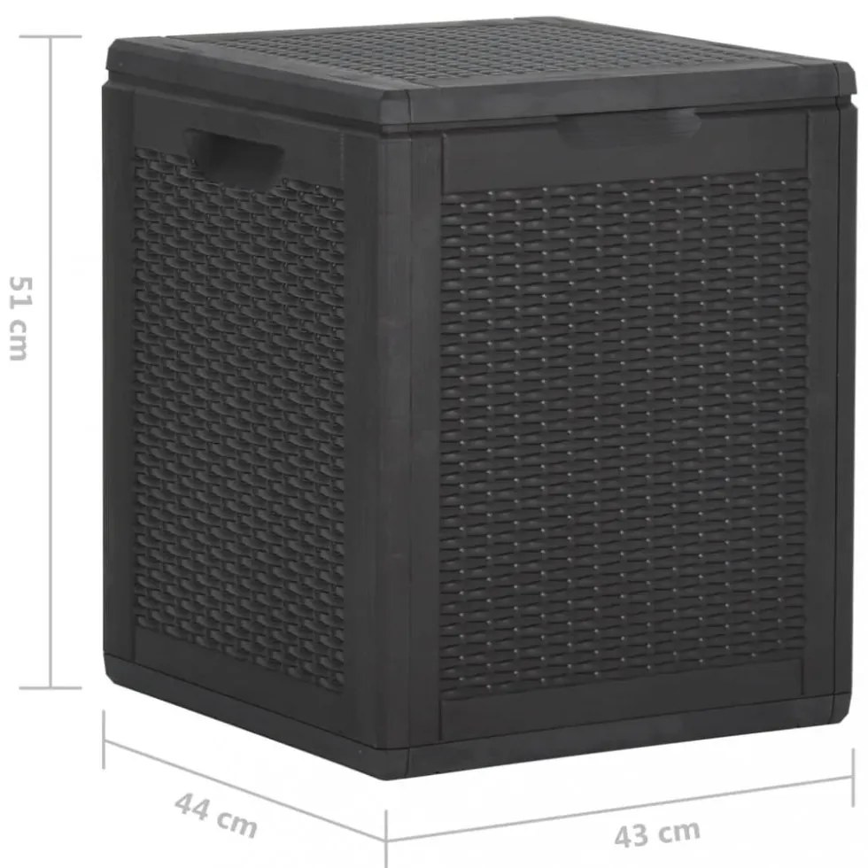 fekete PP rattan kerti tároló doboz 90 L
