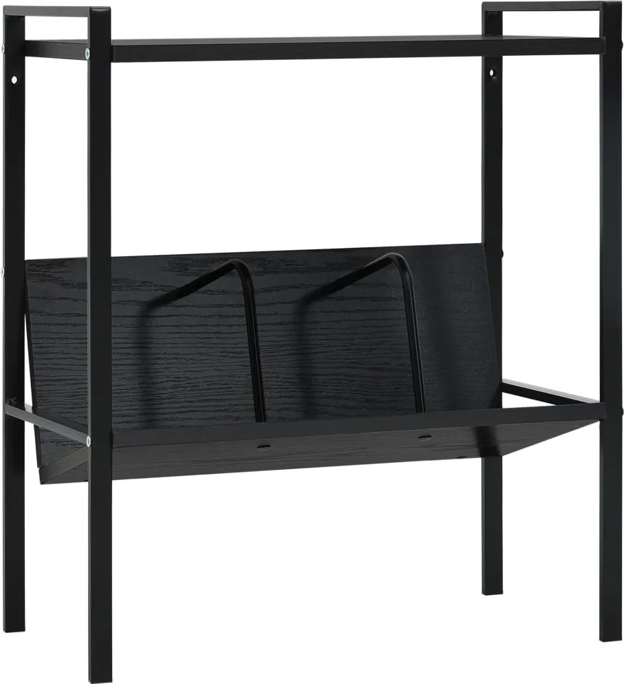 vidaXL 2-szintes fekete szerelt fa könyvespolc 52 x 28 x 59 cm