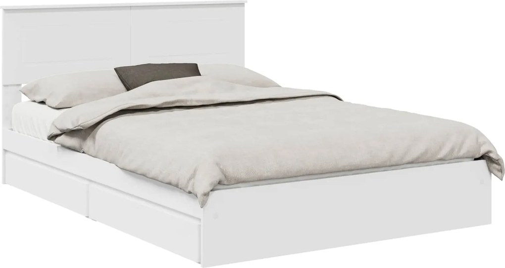 vidaXL Tárolós Ágy fejtámlával fiókkal Fehér 140 x 190 cm Faanyag