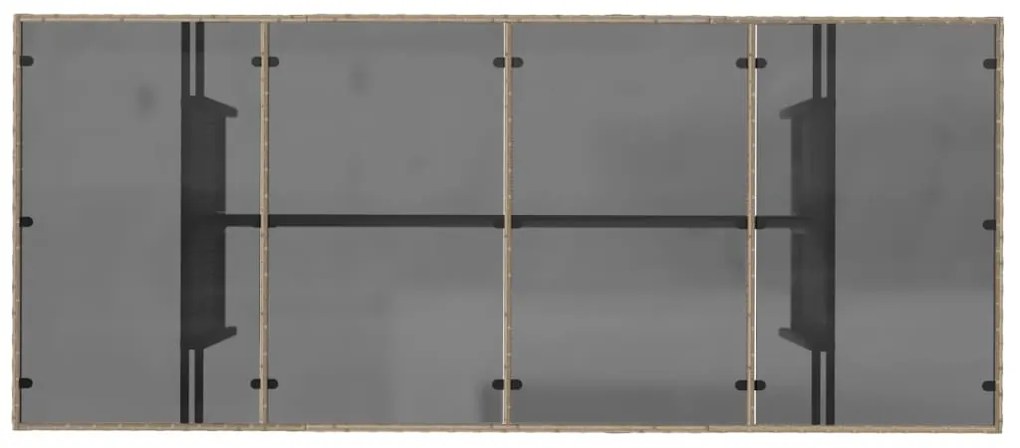 bézs polyrattan üveglapos kerti asztal 190 x 80 x 75 cm