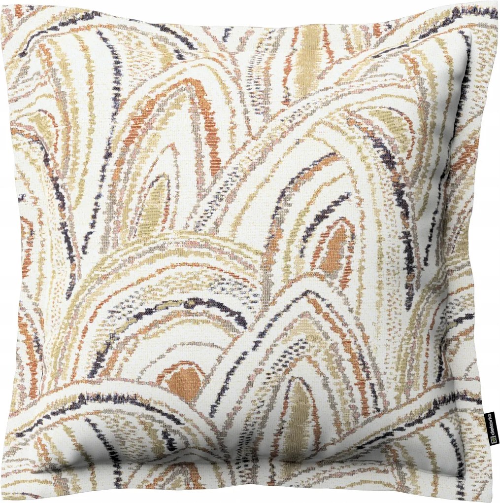 Párnahuzat 45x45 olíva-narancs ívek krémszínű alapon