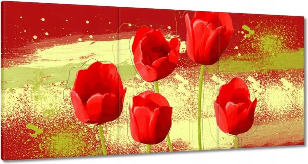 Vászonkép 180x90 Piros pipacsok piros háttéren Virágok